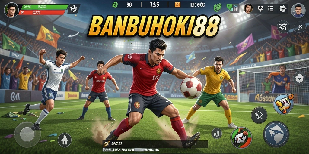 Screenshot gameplay seru dari BANBUHOKI88 menampilkan aksi olahraga.