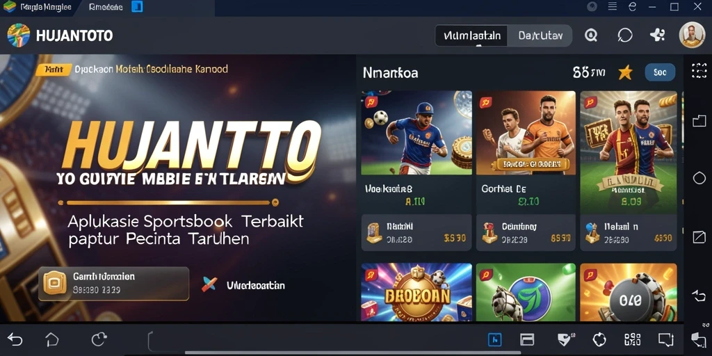 Screenshot gameplay interaktif dari HUJANTOTO yang menampilkan taruhan olahraga.
