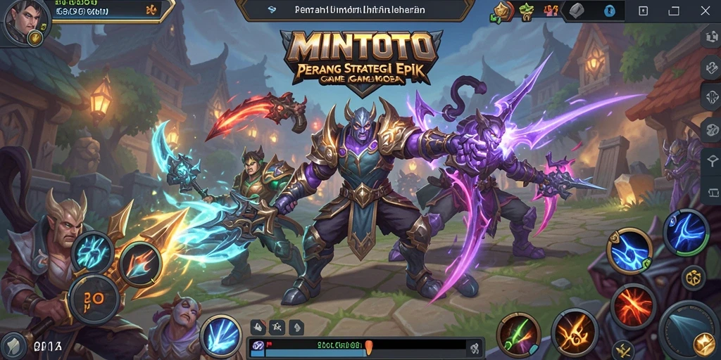 Tangkapan layar permainan MINTOTO menunjukkan aksi seru di arena MOBA.