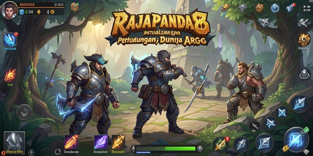 Tampilan aksi seru di RAJAPANDA88 dengan karakter yang berjuang melawan monster.