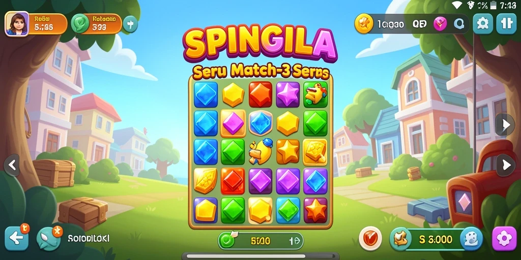 Screenshot gameplay SPINGILA dengan kombinasi batu permata yang seru.