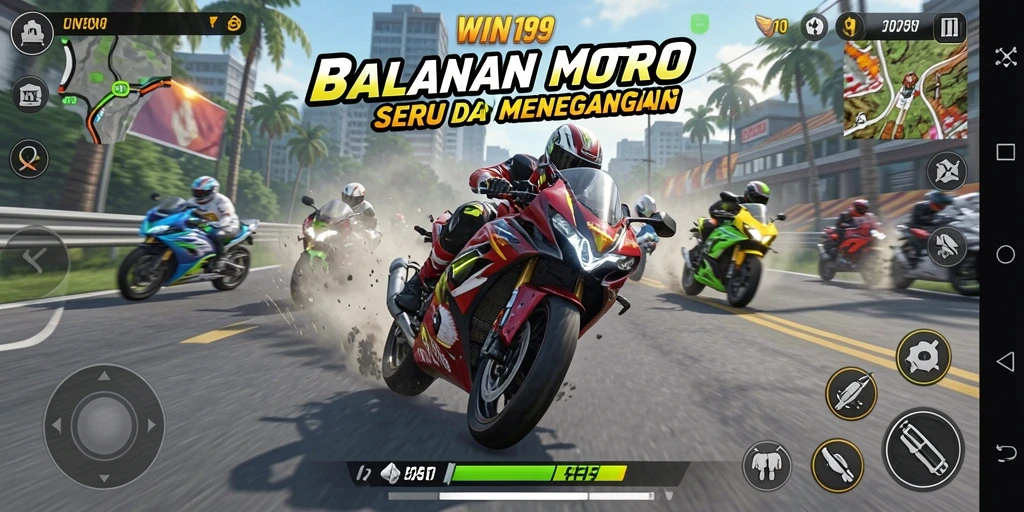 Gameplay balap motor yang menegangkan dan seru.